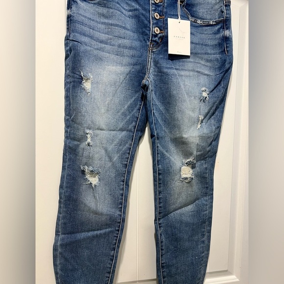 New NWT KanCan jeans distressed 13/30 high rise  ankle skinny - Picture 10 of 12